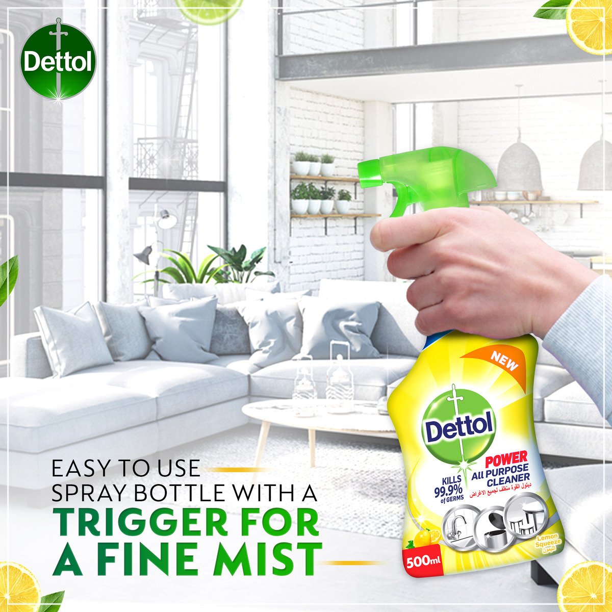 Dettol Lemon Healthy Home All Purpose Cleaner Trigger 500ml
