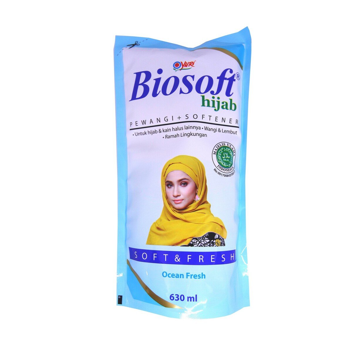 Biosoft Hijab Detergen Softener Ocean Fresh Pouch 630ml