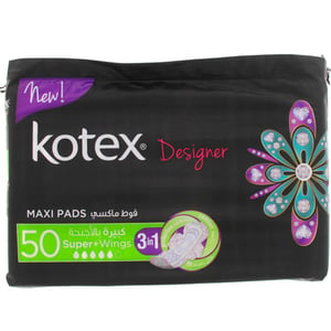 Kotex Designer Maxi Pads Super + Wings 50pcs