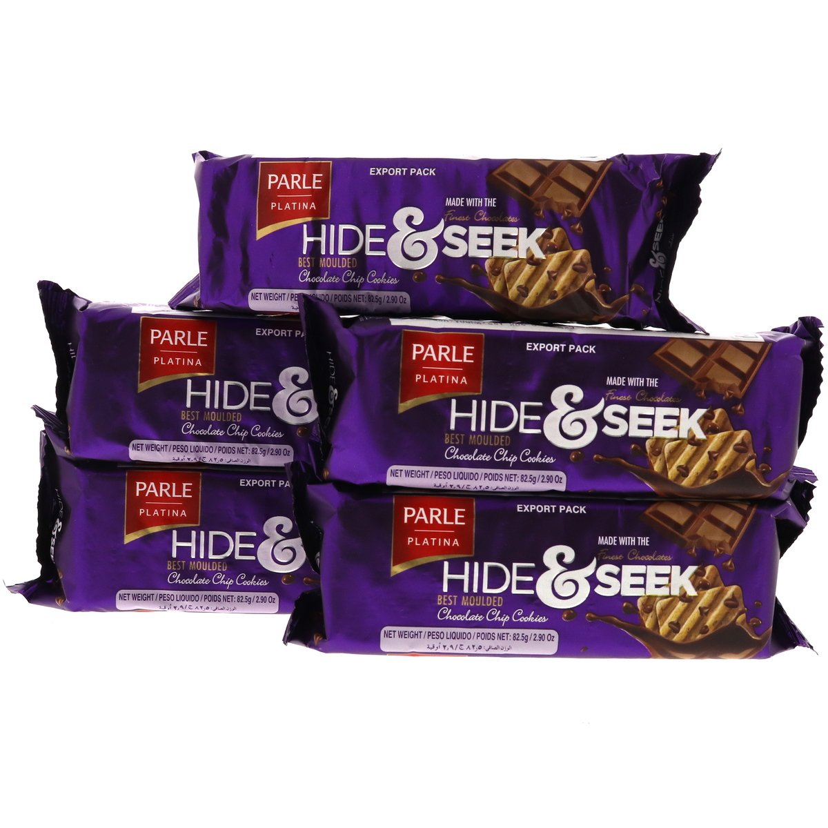 Buy Parle Hide & Seek Chocolate Chip Cookies 5 x 82.5 g Online at Best Price | Plain Biscuits | Lulu Kuwait in Saudi Arabia