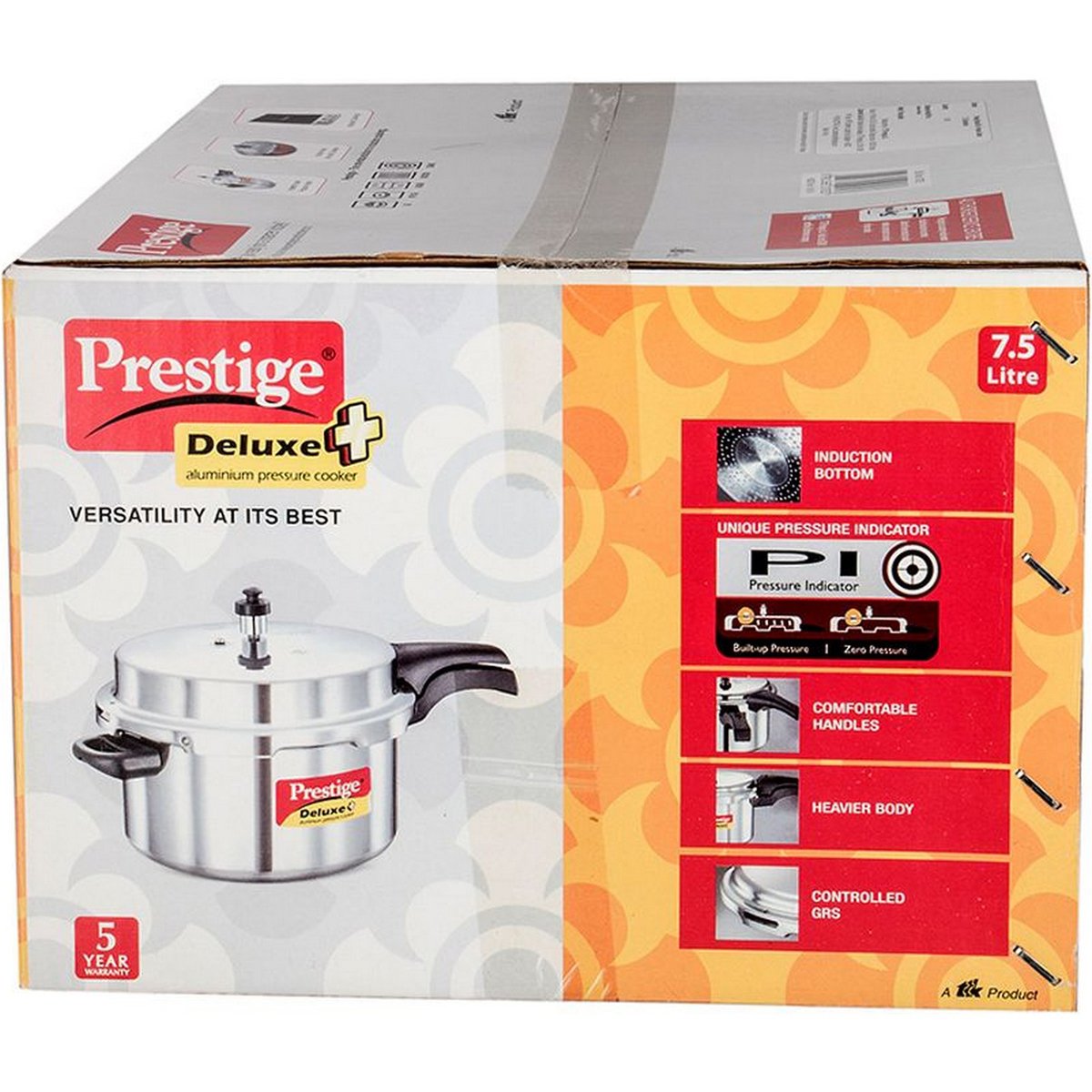 Prestige Aluminum Deluxe Plus Pressure Cooker 7.5Ltr