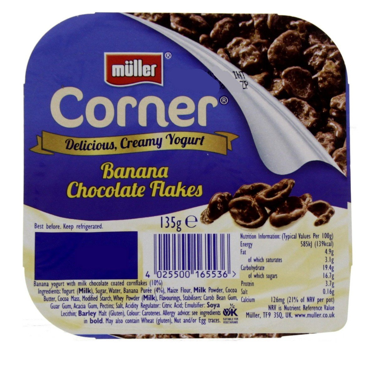Muller Corner Banana Chocolate Flakes Yogurt 135g