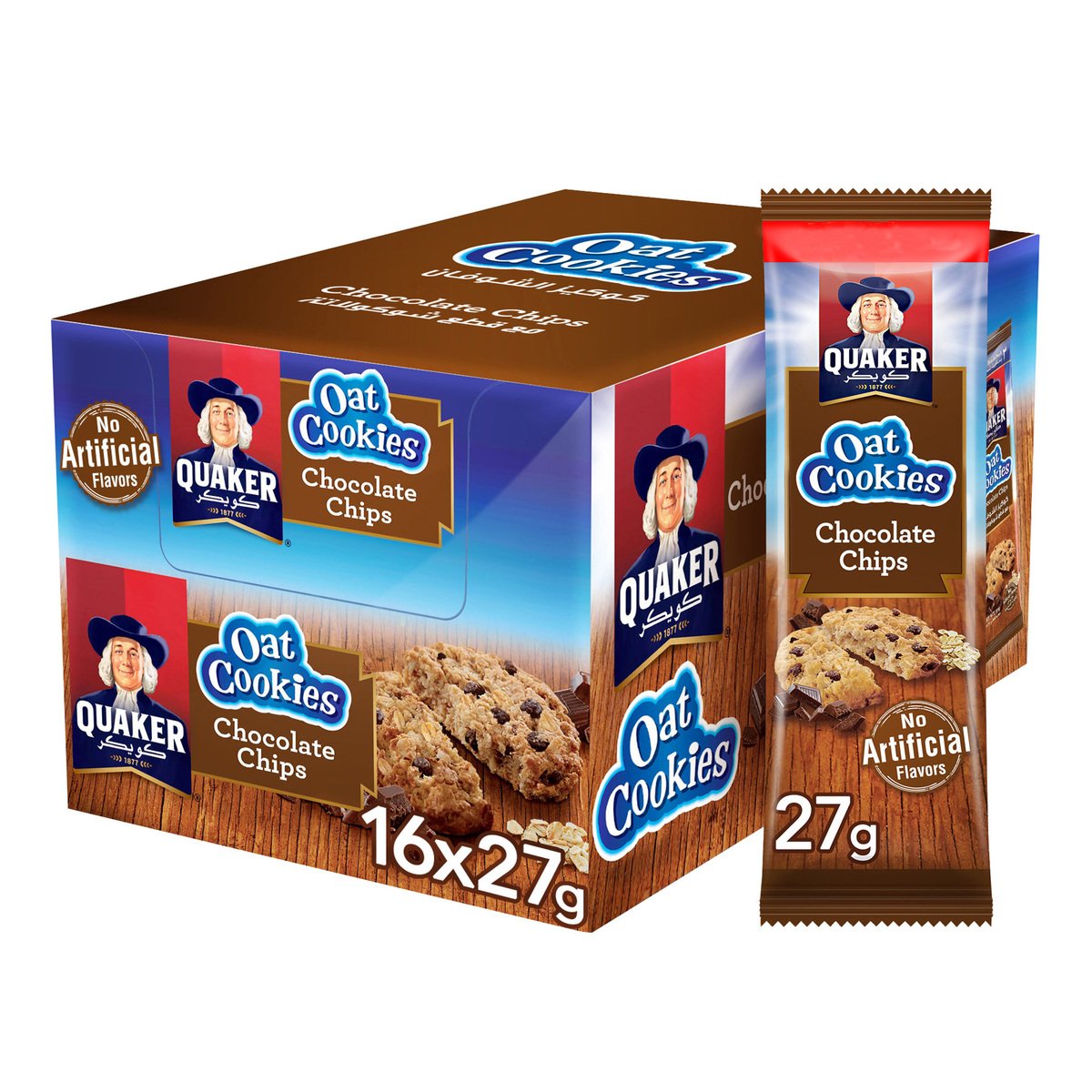 Quaker Oat Cookies with Chocolate Chips 16 x 27 g