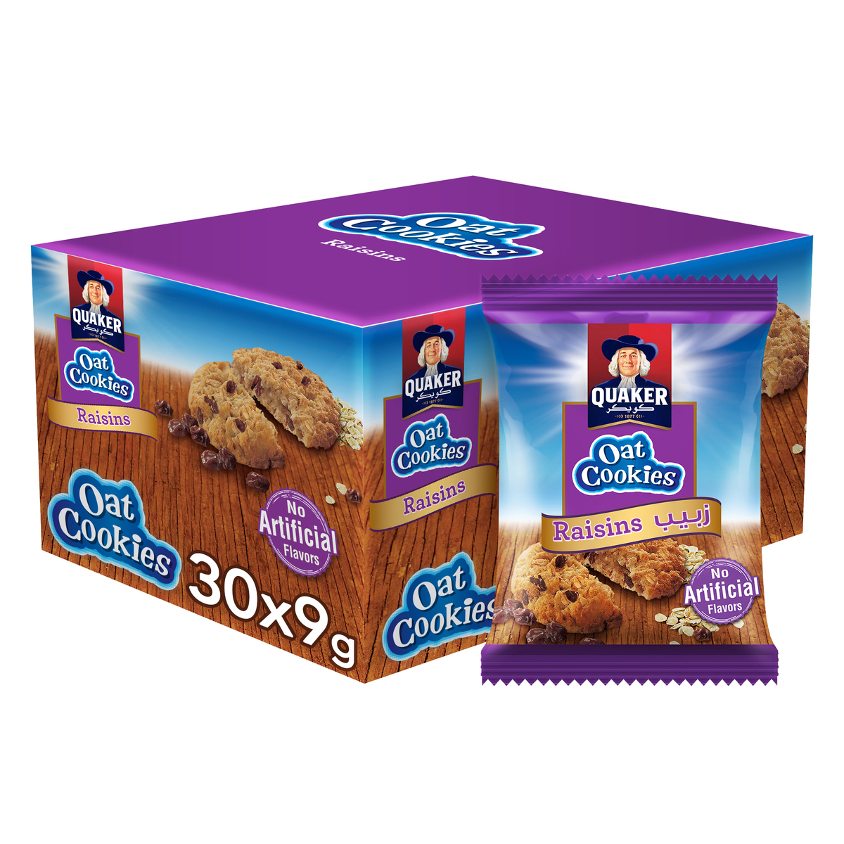 Quaker Oat Cookies with Raisins 30 x 9 g