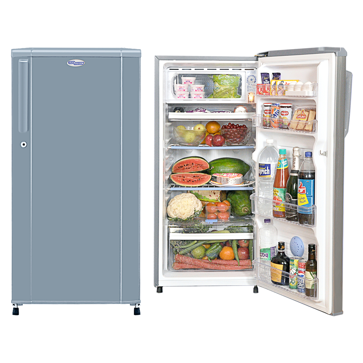 Super General Single Door Refrigerator, 200 L, Grey, SG R204
