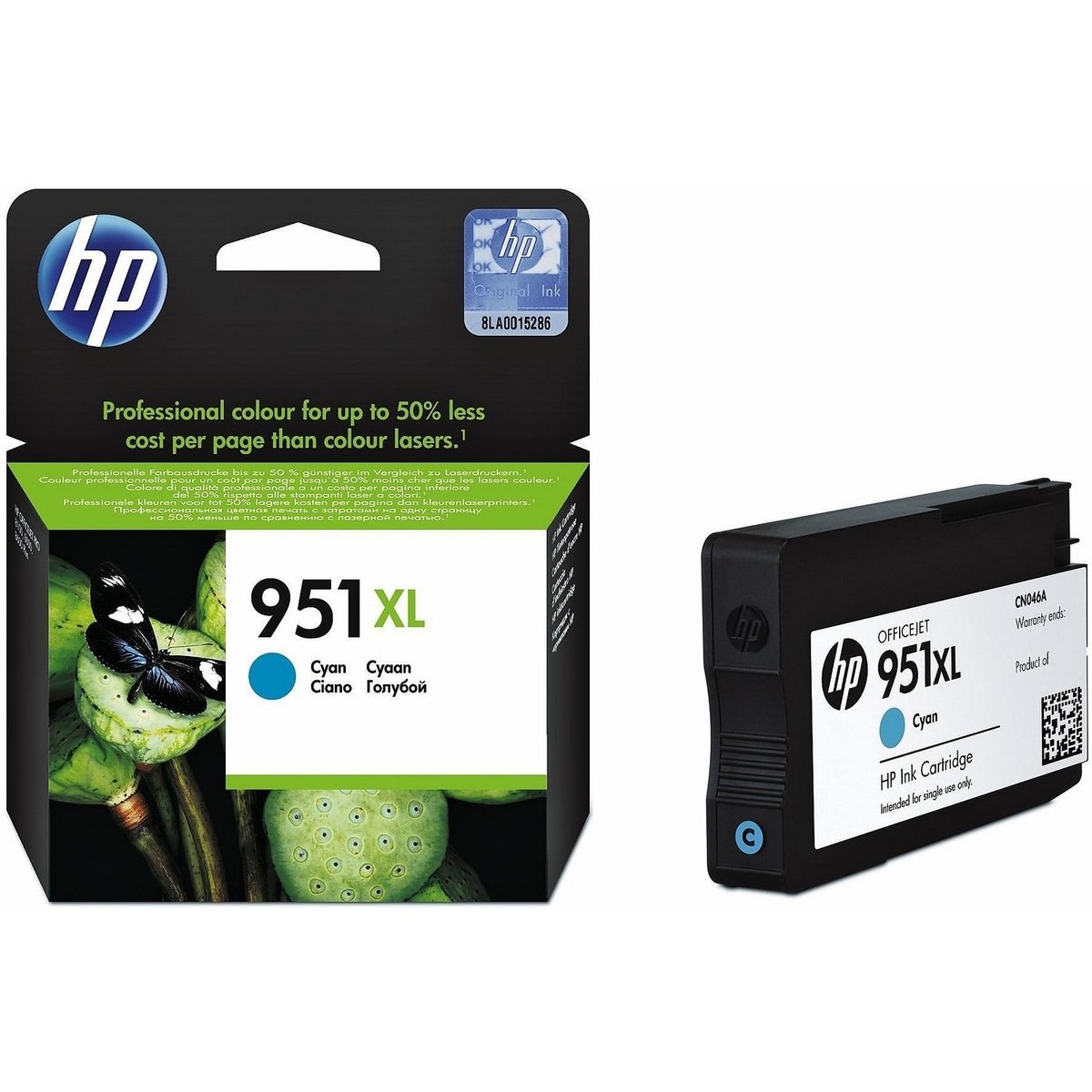 HP 951XL High Yield Original Ink Cartridge (CN046AE),Cyan