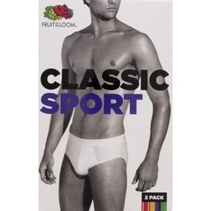 Fruit Of The Loom Men's Brief Classic Sport 2 Piece Small White