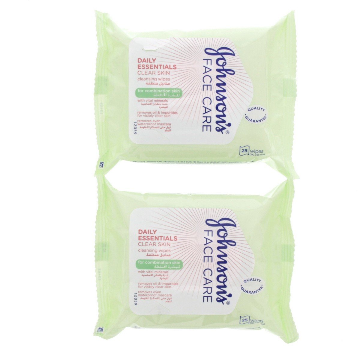 Johnson's Daily Essentials Clear Skin Cleansing Wipes 2 x 25 pcs