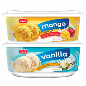 LuLu Ice Cream Vanilla 1 Litre + Mango 1 Litre