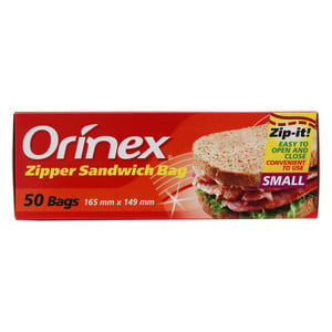 Orinex Zipper Sandwich Bag Small Size 165mm x 149mm 50pcs