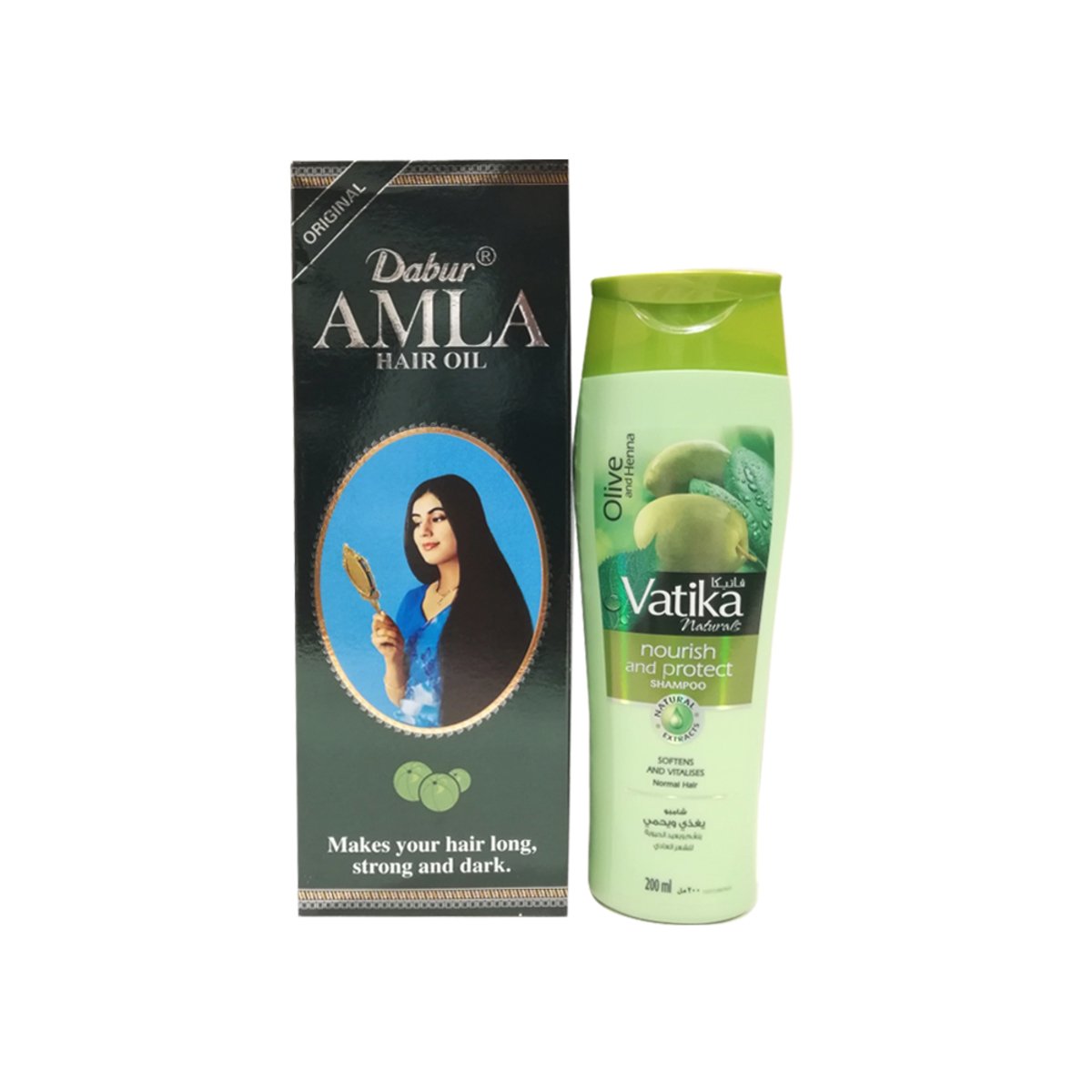 Buy Dabur Amla Hair Oil 500ml + Vatika Shampoo 200ml Online at Best Price | Hair Oils | Lulu Kuwait in Kuwait
