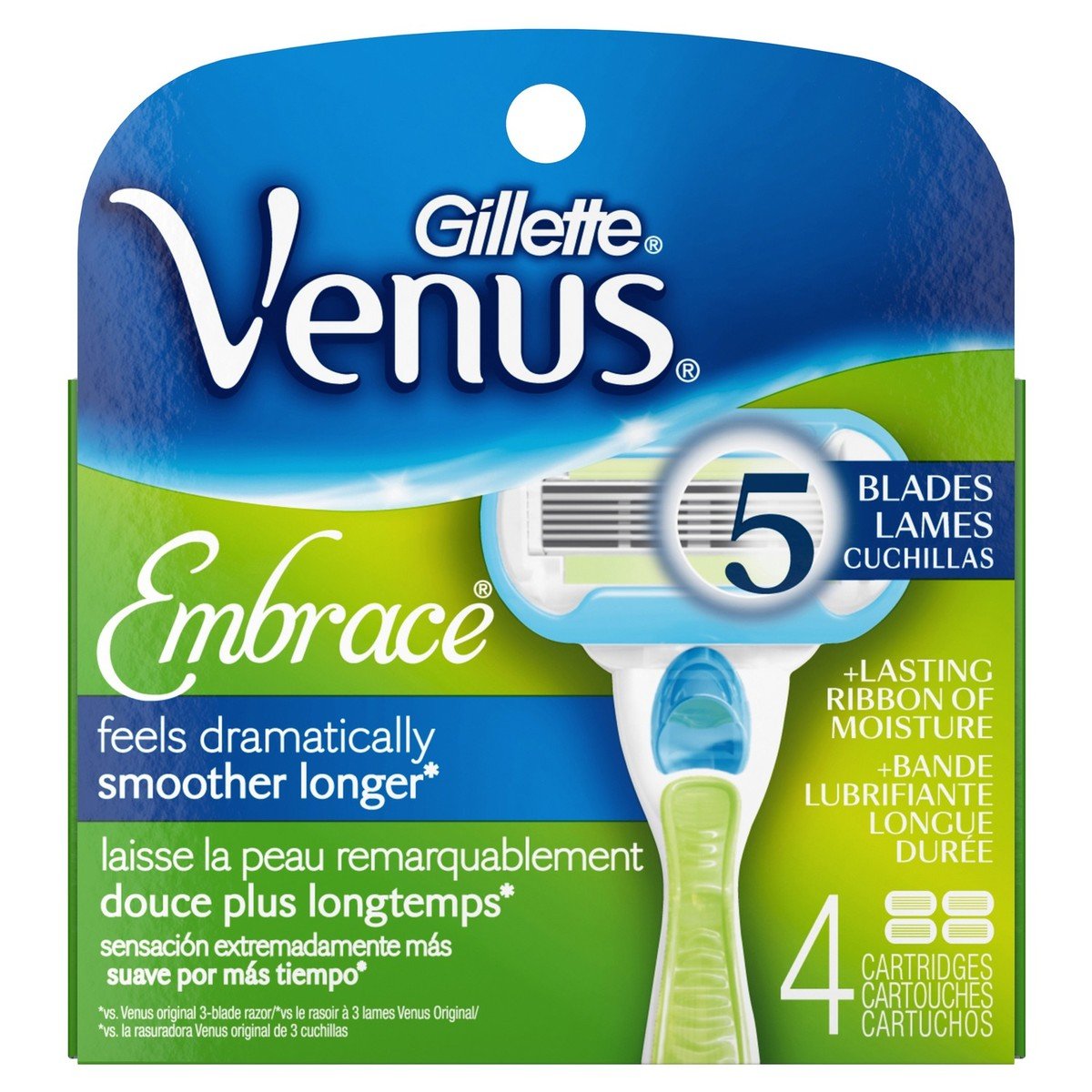 Gillette Venus Embrace Women's Razor Blade Refills, 4 Count