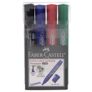 Faber-Castell Permanent Refillable Markers Wallet 4 Pieces Assorted