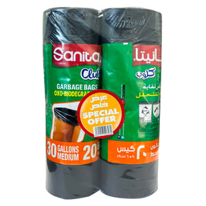 Sanita Garbage Bags Oxo-Biodegradable 30 Gallons Size Medium Value Pack 2 x 20pcs