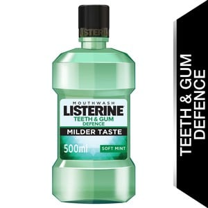 Listerine Mouthwash Teeth & Gum Defence Milder Taste Soft Mint 500ml