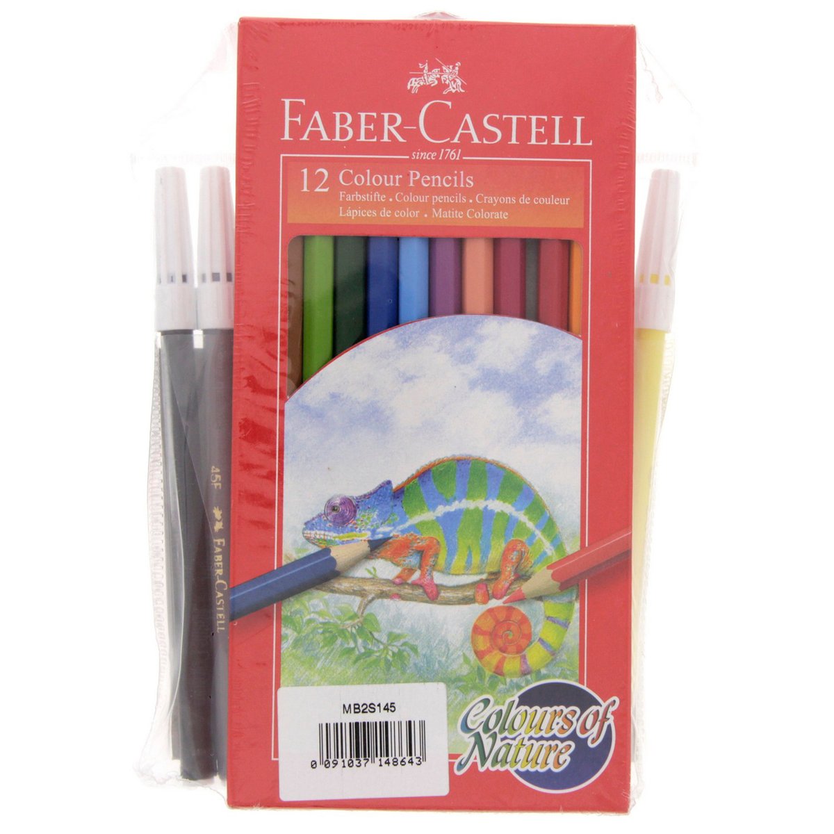 Faber-Castell Color Pencil 12 Pieces + Felt Color Pens 12 Pieces + Wax Crayons 12 Pieces