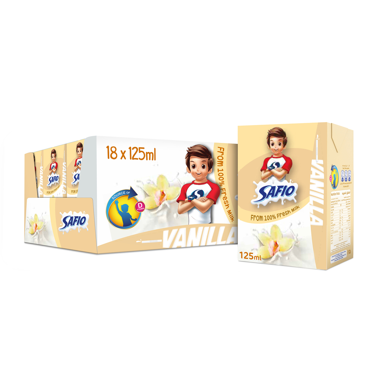 Safio UHT Milk Vanilla Flavor 6 x 125ml