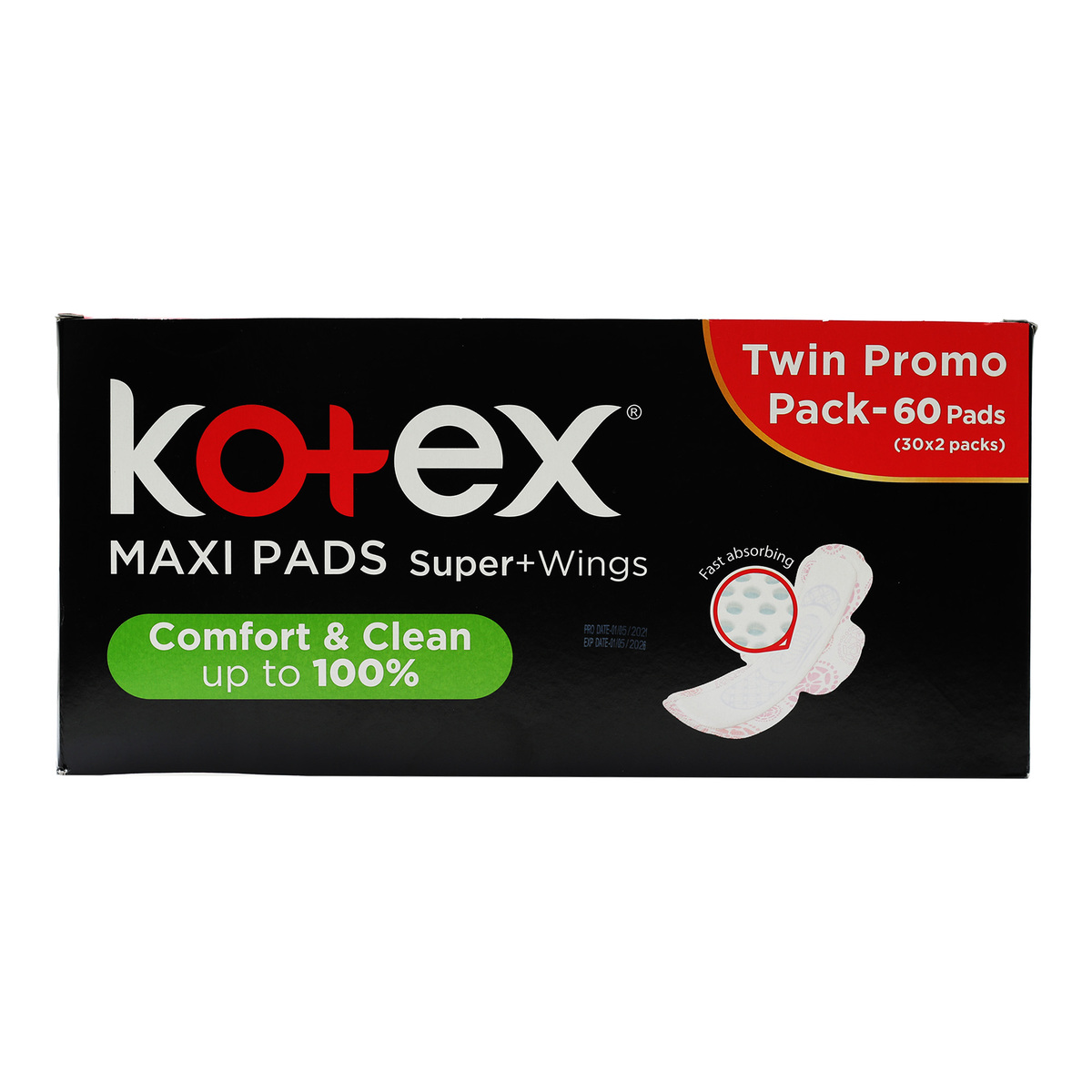 Kotex  Super with Wings Maxi Pads 30pcs x 2pkt