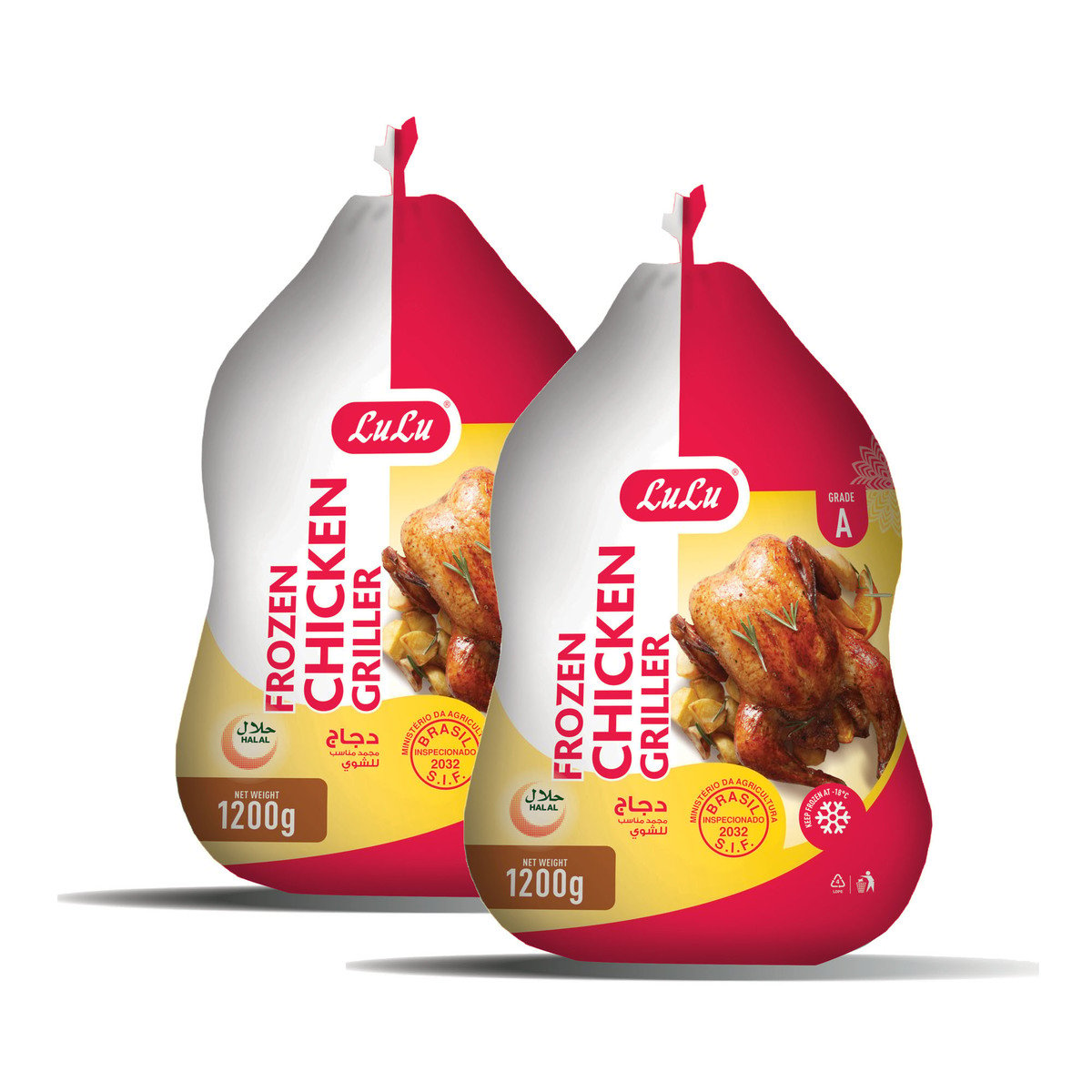 لولو دجاج مجمد للشوي ، 2 × 1.2 كجم