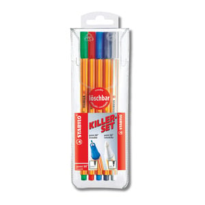 Stabilo Fine Liner 4's + Erasable Pen 8805-01