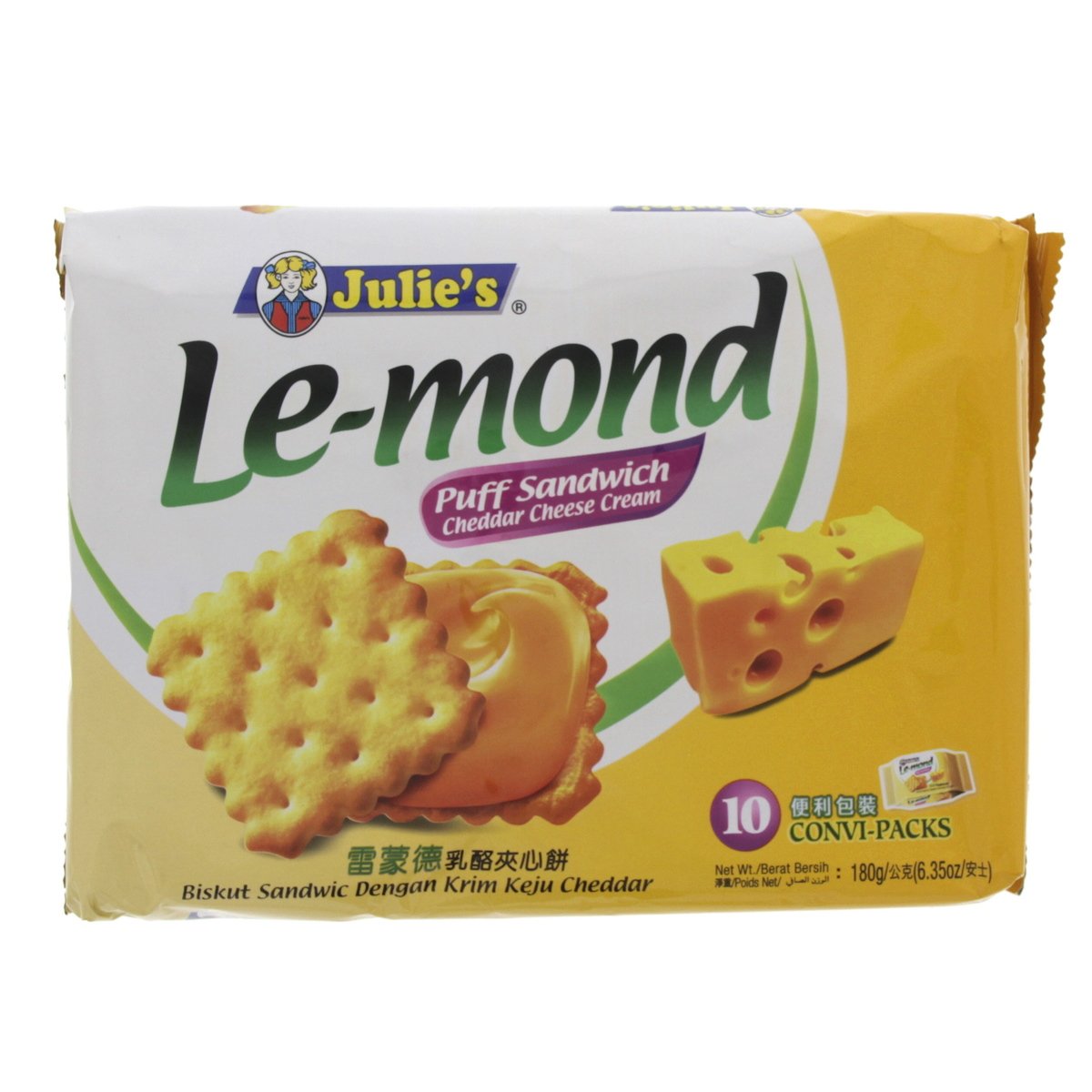 Julie's Le - Mond Puff Sandwich Cheddar Cheese Cream Biscuits 180 g
