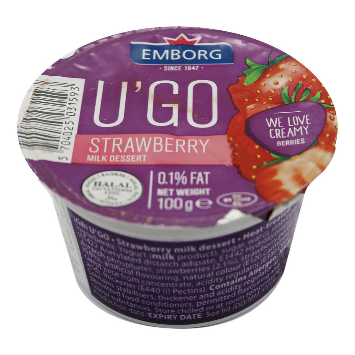 Emborg U'GO Yogurt Strawberry 100g