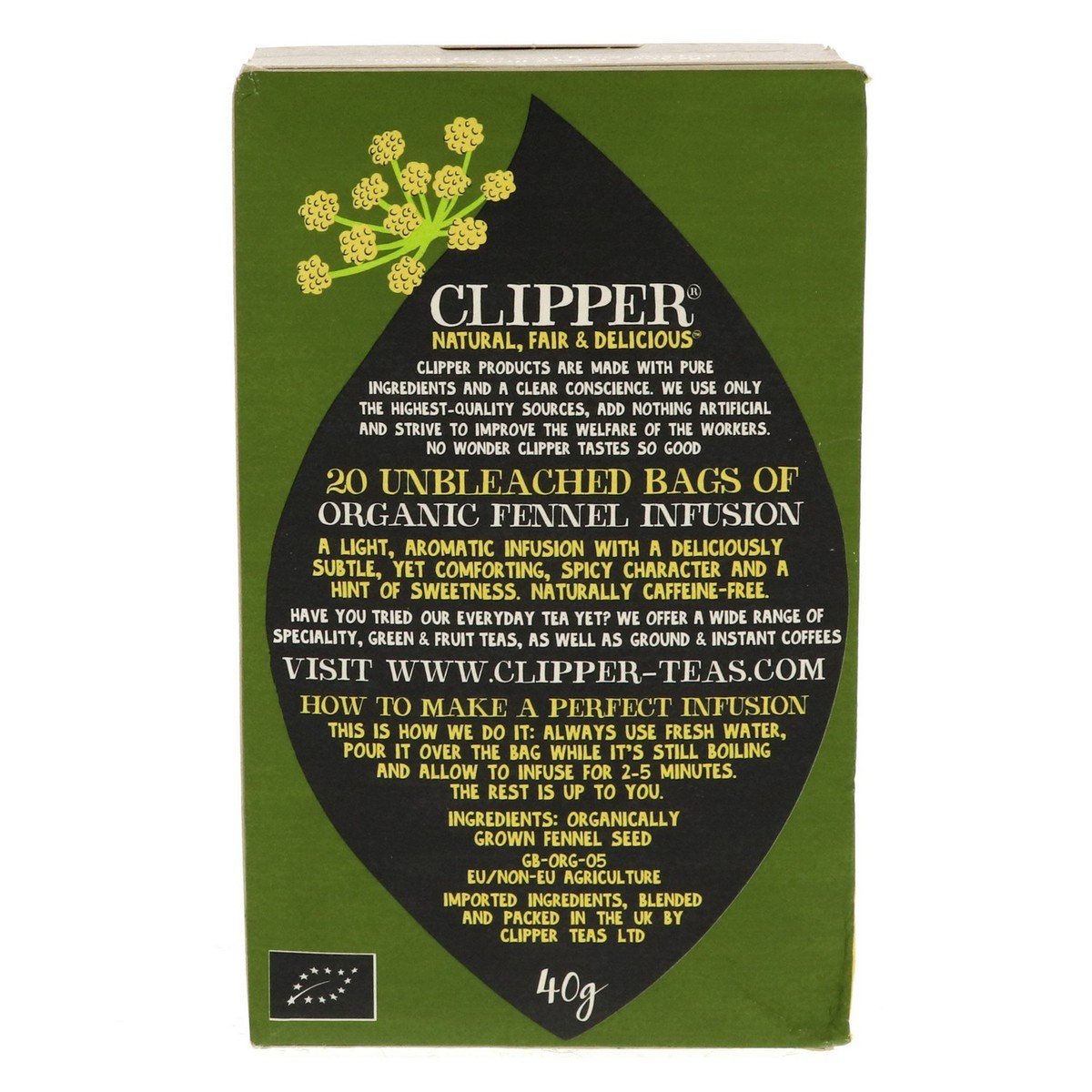 Clipper Organic Fennel Tea Bag 20 pcs