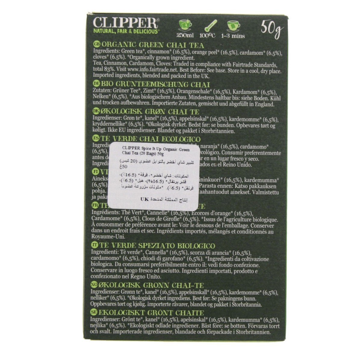Clipper Spice It Up Organic Green Chai Tea 20 Teabags