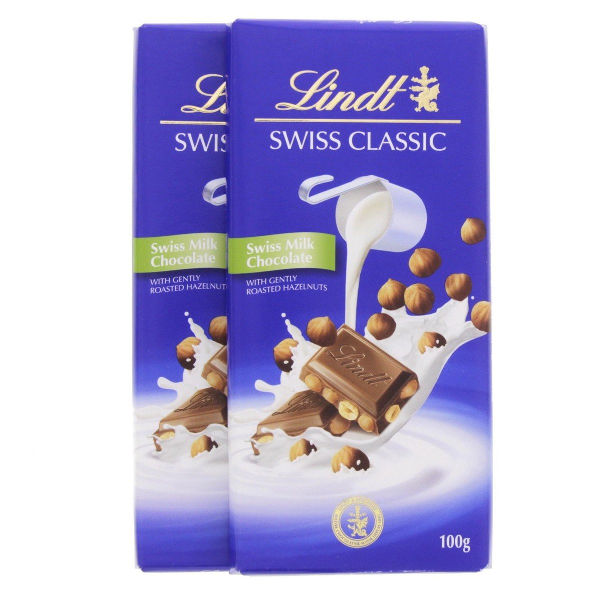 Lindt Swiss Classic Swiss Milk Chocolate With Gently Roasted Hazelnuts 2 x 100 g