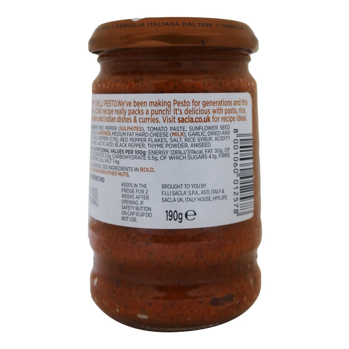 Sacla Fiery Chili Pesto Sauce 190g
