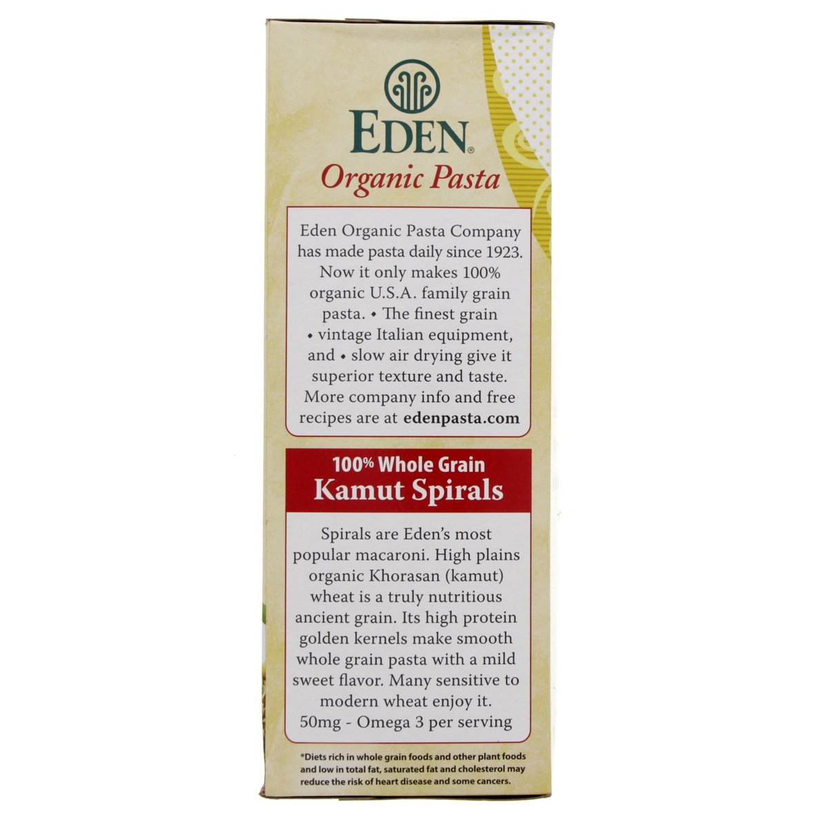 Eden Organic Pasta Kamut Spirals 340 g