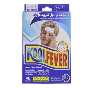 Kobayashi Kool Fever Immediate Cooling Gel For Adults 4 Sheets