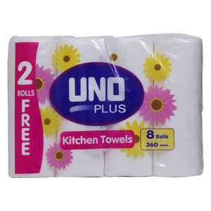 Uno Plus Kitchen Towels 2ply 8 Rolls
