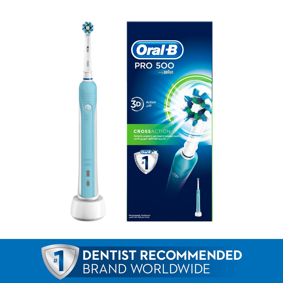 Oral-B PRO 500 CrossAction Electric Rechargeable Toothbrush Powered by Braun Assorted Color