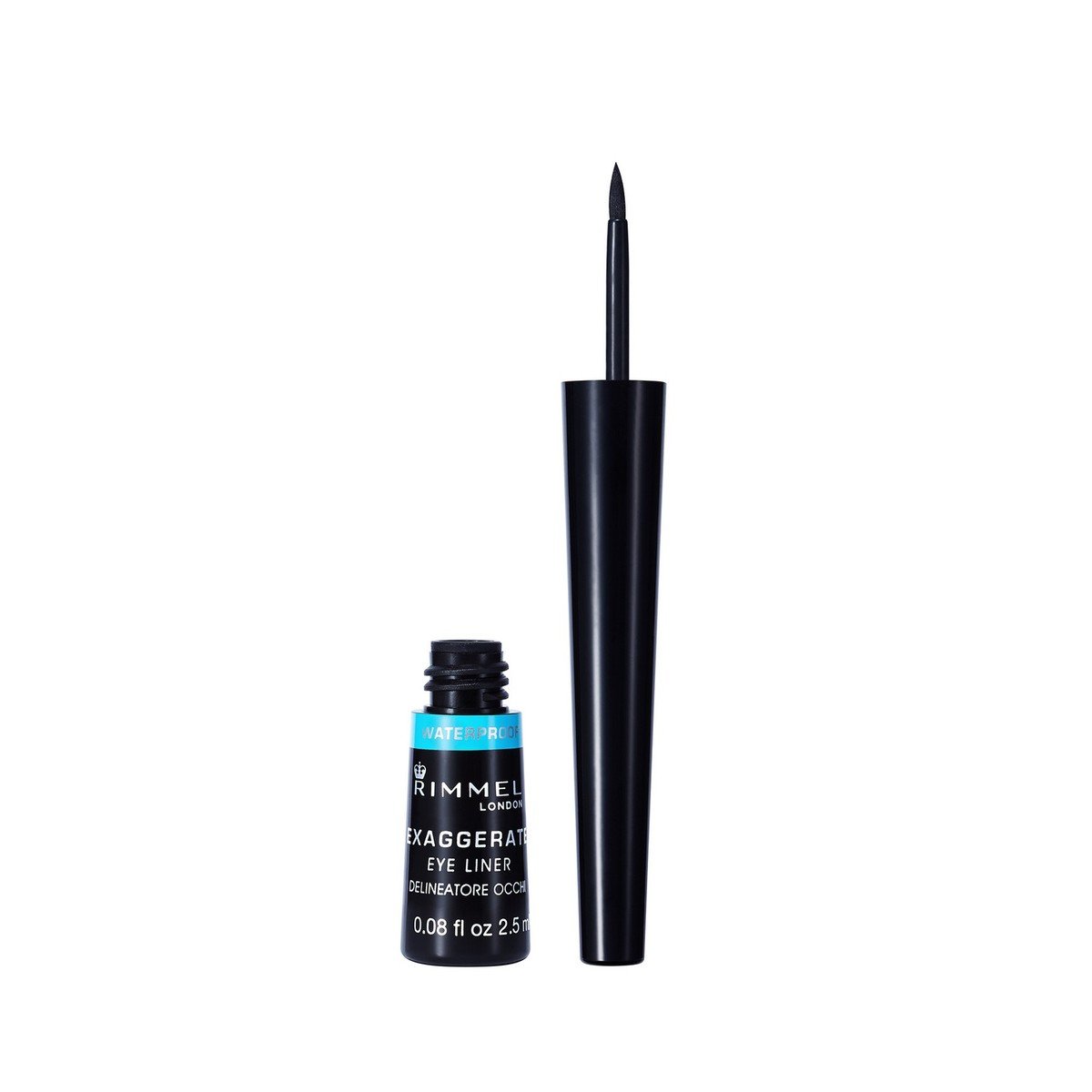 Rimmel London Exaggerate Waterproof Liquid Eyeliner Black. A Black Shade With A Glossy Finish 1pc