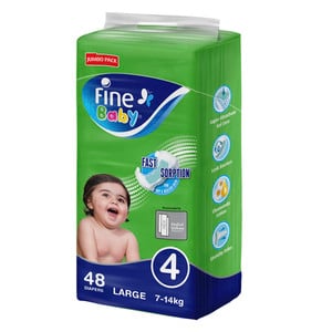 Fine Baby Diapers Size 4 Large 7-14kg 48pcs