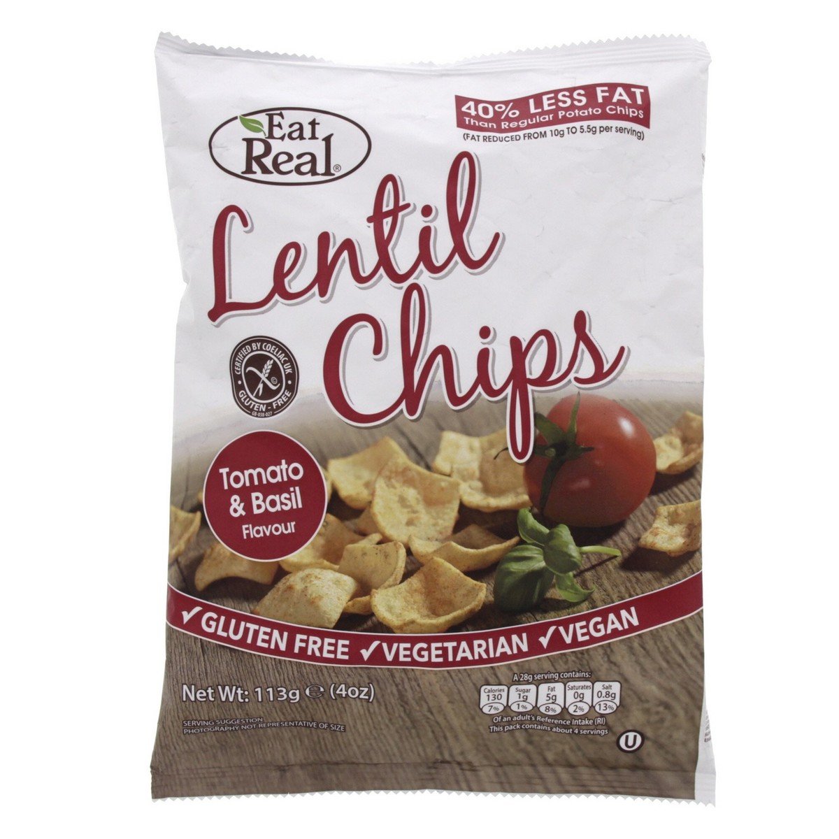 Eat & Real Lentil Chips Tomato & Basil 113 g