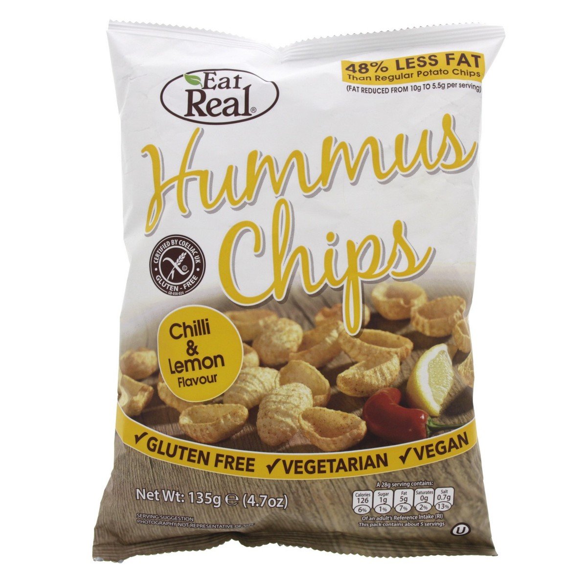 Eat Real Hummus Chips Chilli And Lemon Flavour 135g