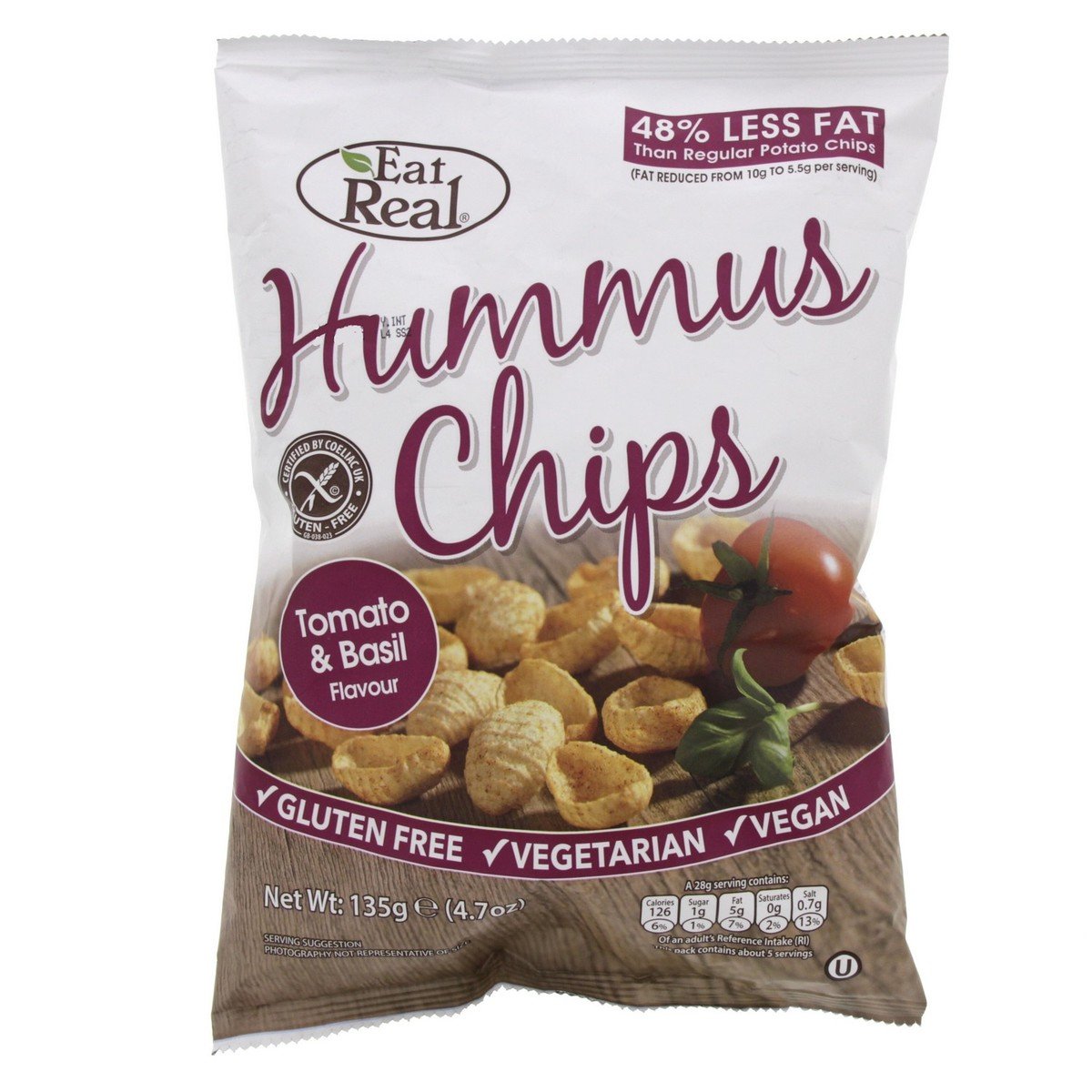 Eat Real Hummus Chips Tomato And Basil Flavour 135 g