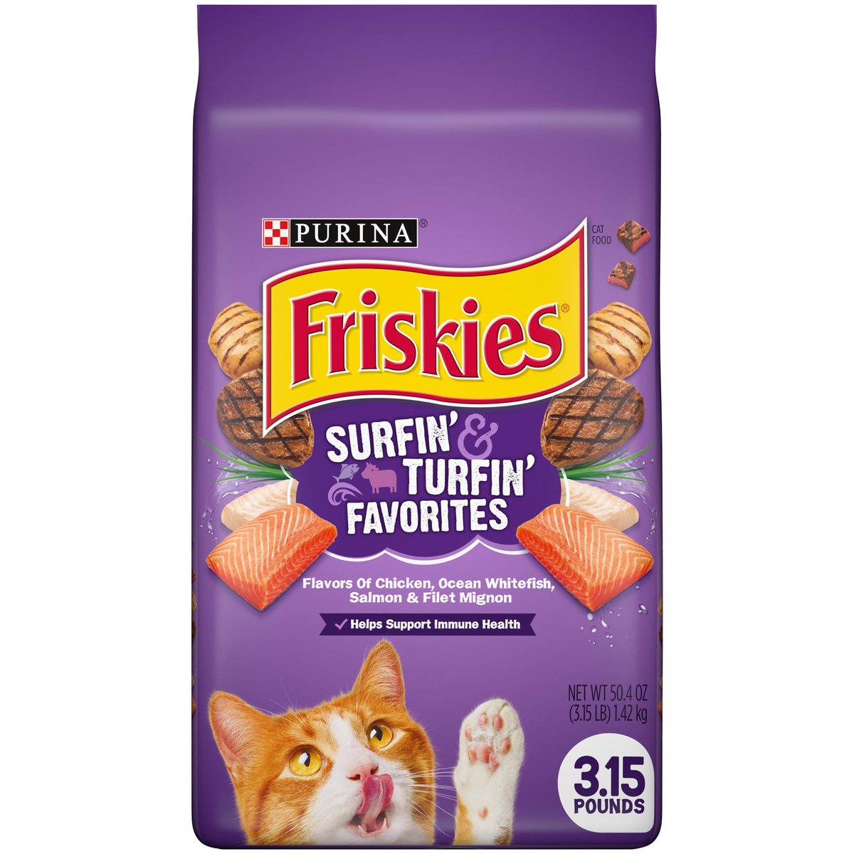 Purina Friskies Surfin' & Turfin' Favourite Cat Dry Food 1.42kg