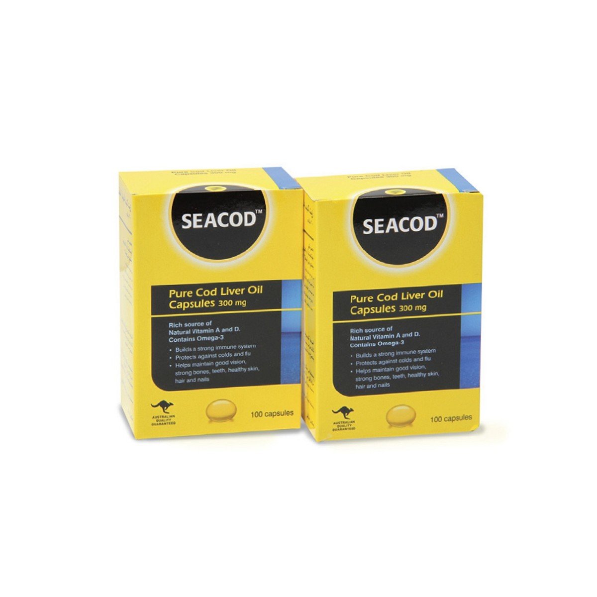 Seacod Pure Cod Liver Oil Capsules 300mg Value Pack 2 x 100 pcs