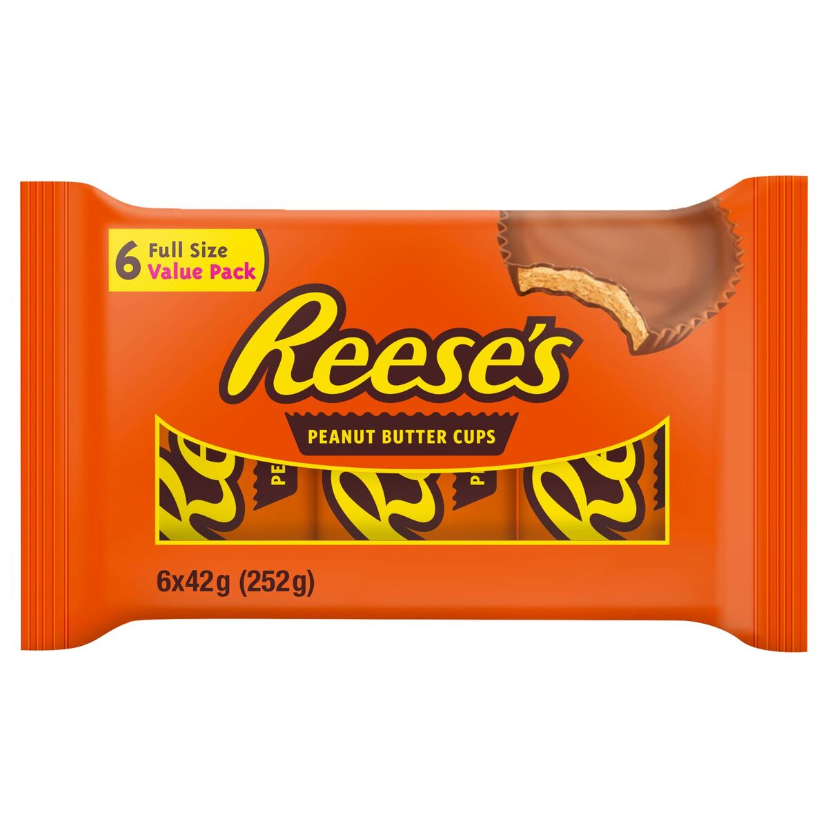 Buy Reeses Chocolate Peanut Butter Cups 6 Pack 252g Online at Best Price | Covrd Choco.Bars&Tab | Lulu KSA in Saudi Arabia
