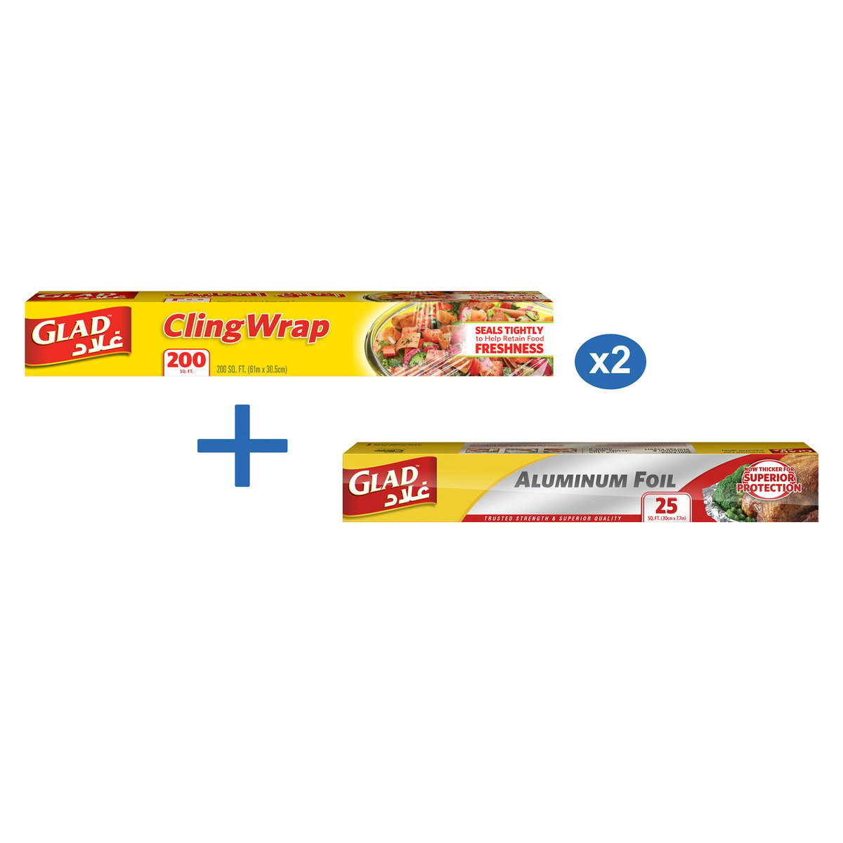Glad Cling Wrap Clear Plastic Loop 200 sq.ft 2pcs + Offer