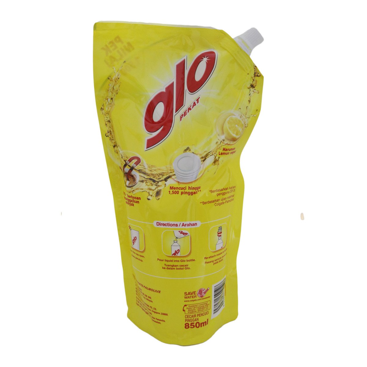 Glo Lemon Dishwashing Liquid Refill Pack 850ml