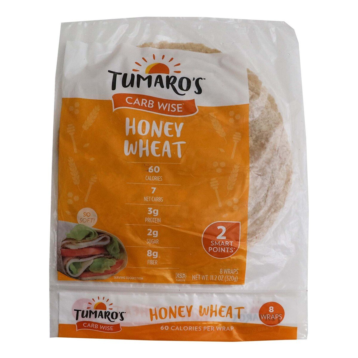 Tumaros Low Carb Wrap Honey Wheat (8 Wraps) 320 g