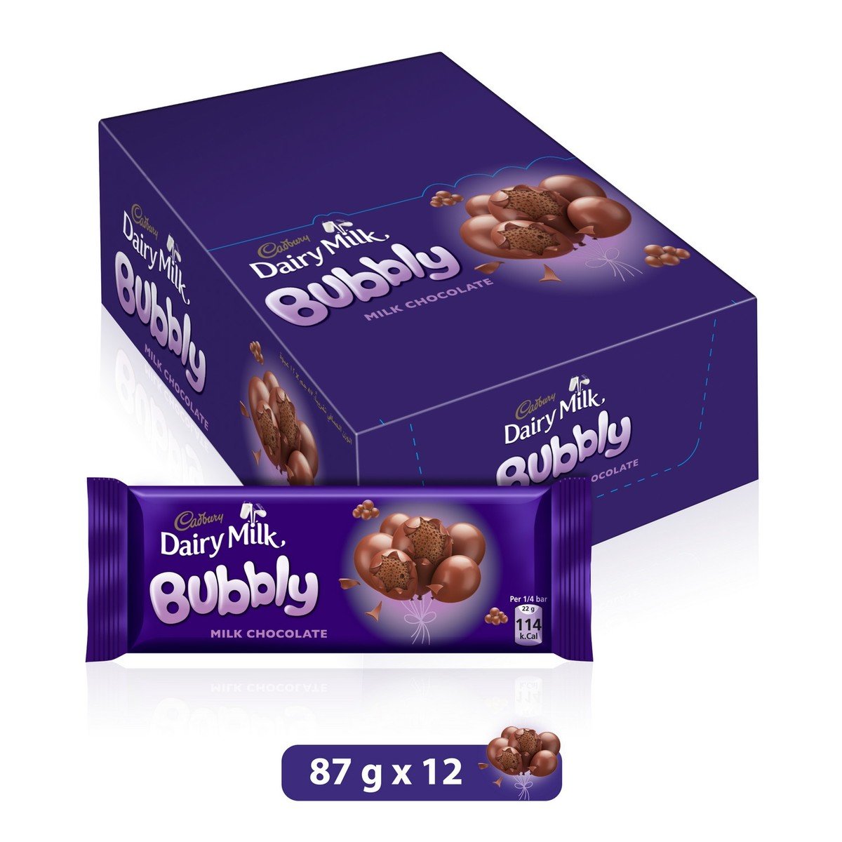 اشتري قم بشراء Cadbury Dairy Milk Bubbly 12 x 87 g Online at Best Price من الموقع - من لولو هايبر ماركت Covrd Choco.Bars&Tab في السعودية