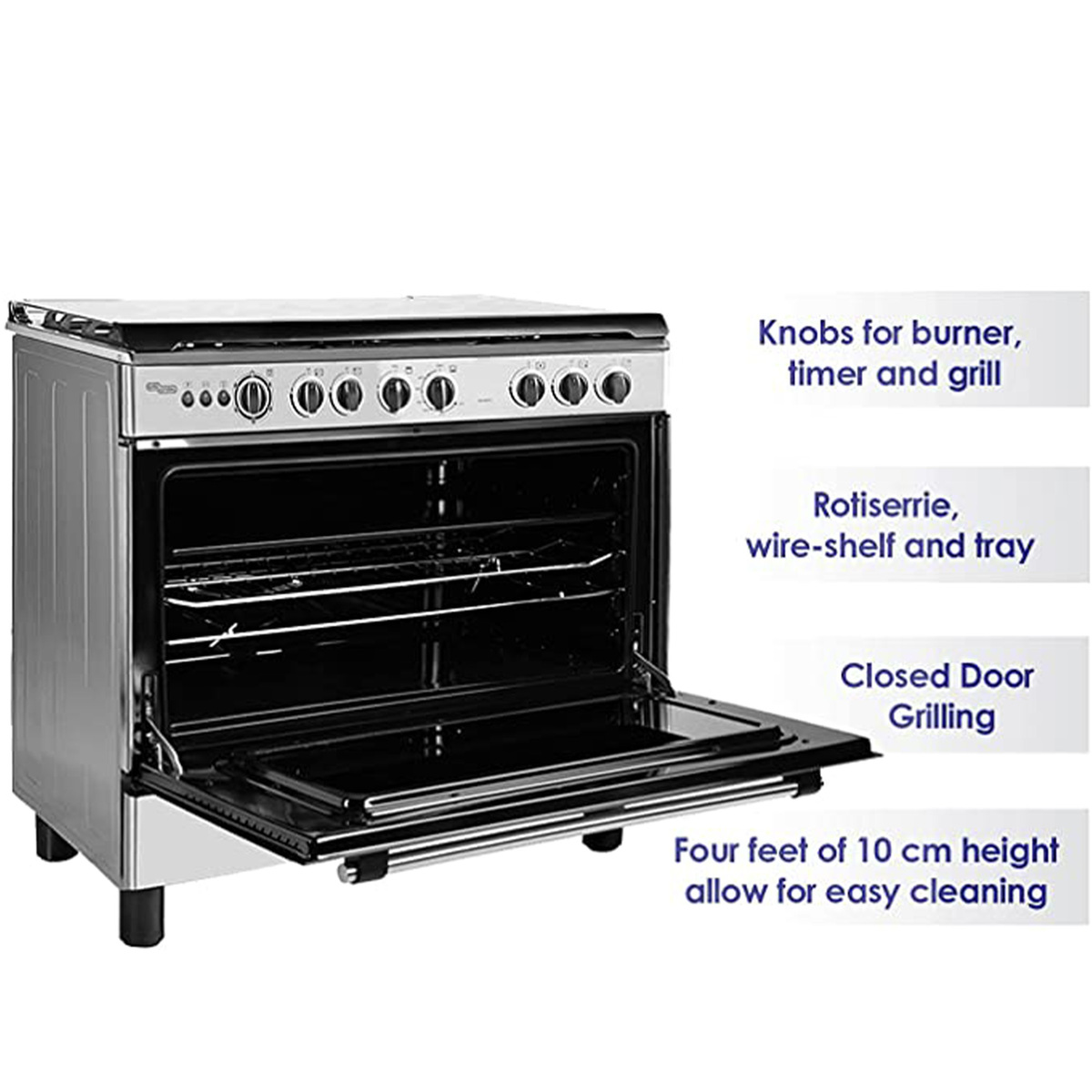 Super General, Gas Cooking Range, 5 Gas Burners, 90x60 cm, Stainless Steel, SGC 901 FS