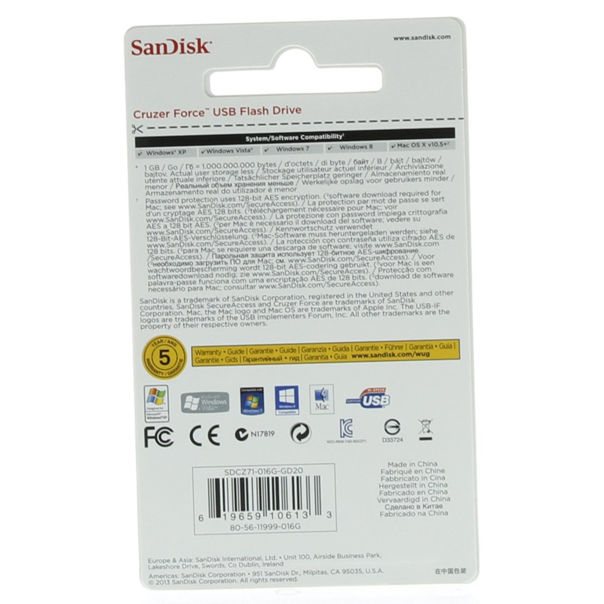 Sandisk FlashDrive CruzerForceSDCZ71 16GB