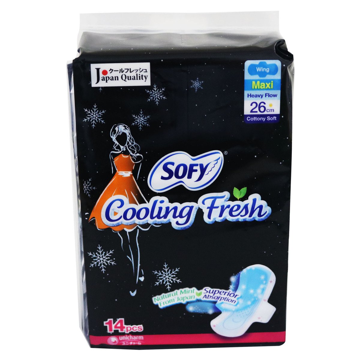 Sofy Cooling Fresh Day Maxi Wing 26cm 14 Counts