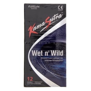 Kamasutra Wet n' Wild Double Lubricated Dotted Condoms 12pcs